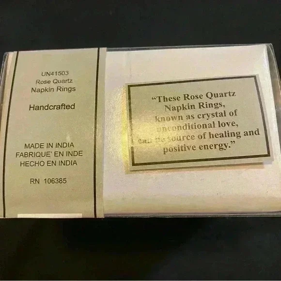 Leilas Linens Rose Quartz Set of 4 Napkin Rings Handcrafted NEW - Picture 5 of 6